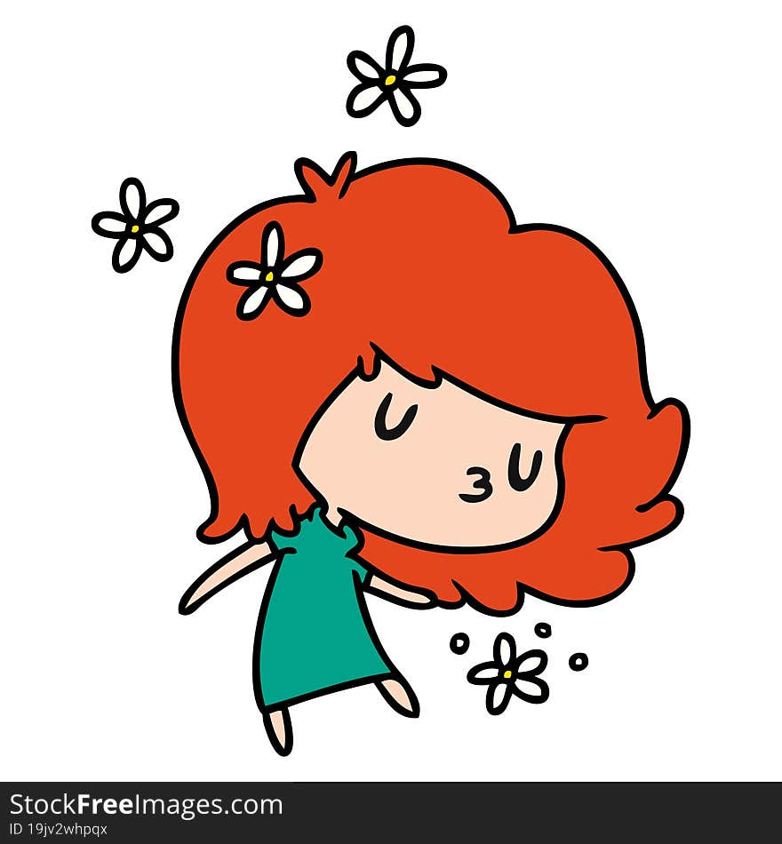 cartoon illustration of a cute kawaii girl. cartoon illustration of a cute kawaii girl