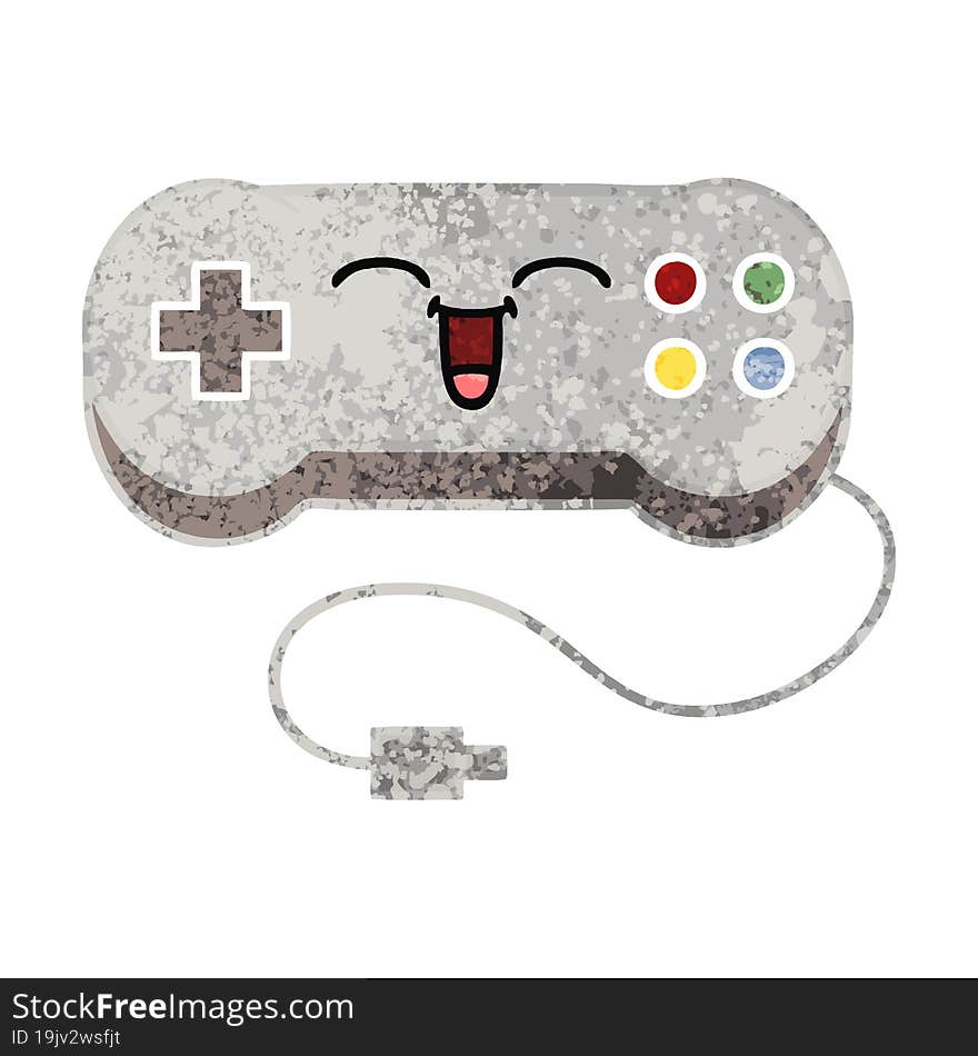 retro illustration style cartoon game controller