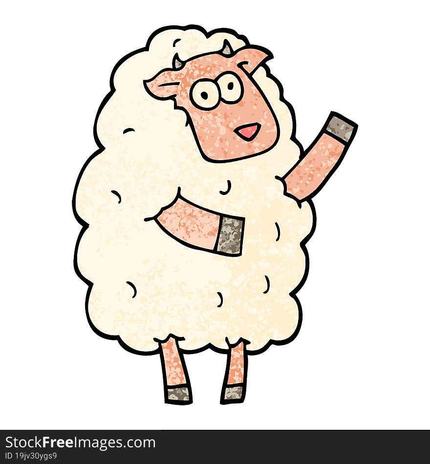 grunge textured illustration cartoon sheep