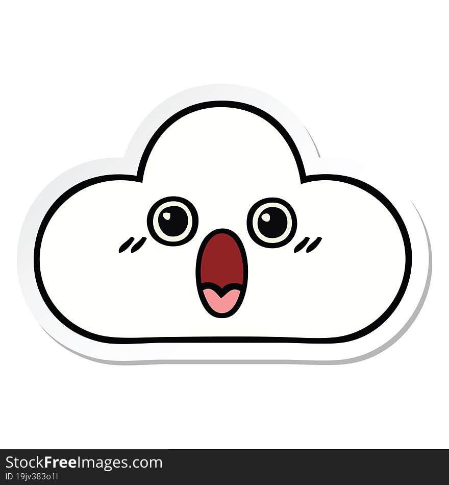 sticker of a cute cartoon cloud