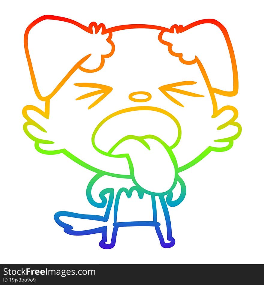 rainbow gradient line drawing cartoon disgusted dog