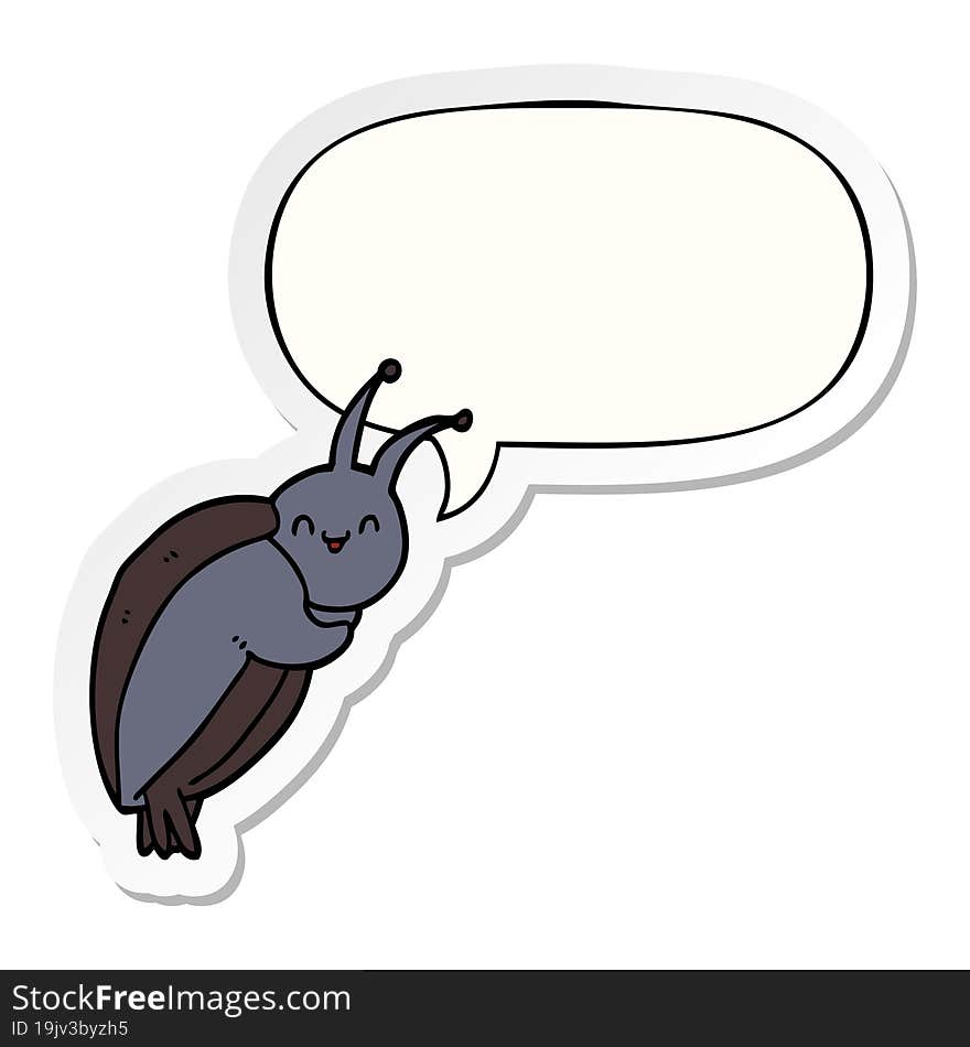 cute cartoon beetle and speech bubble sticker