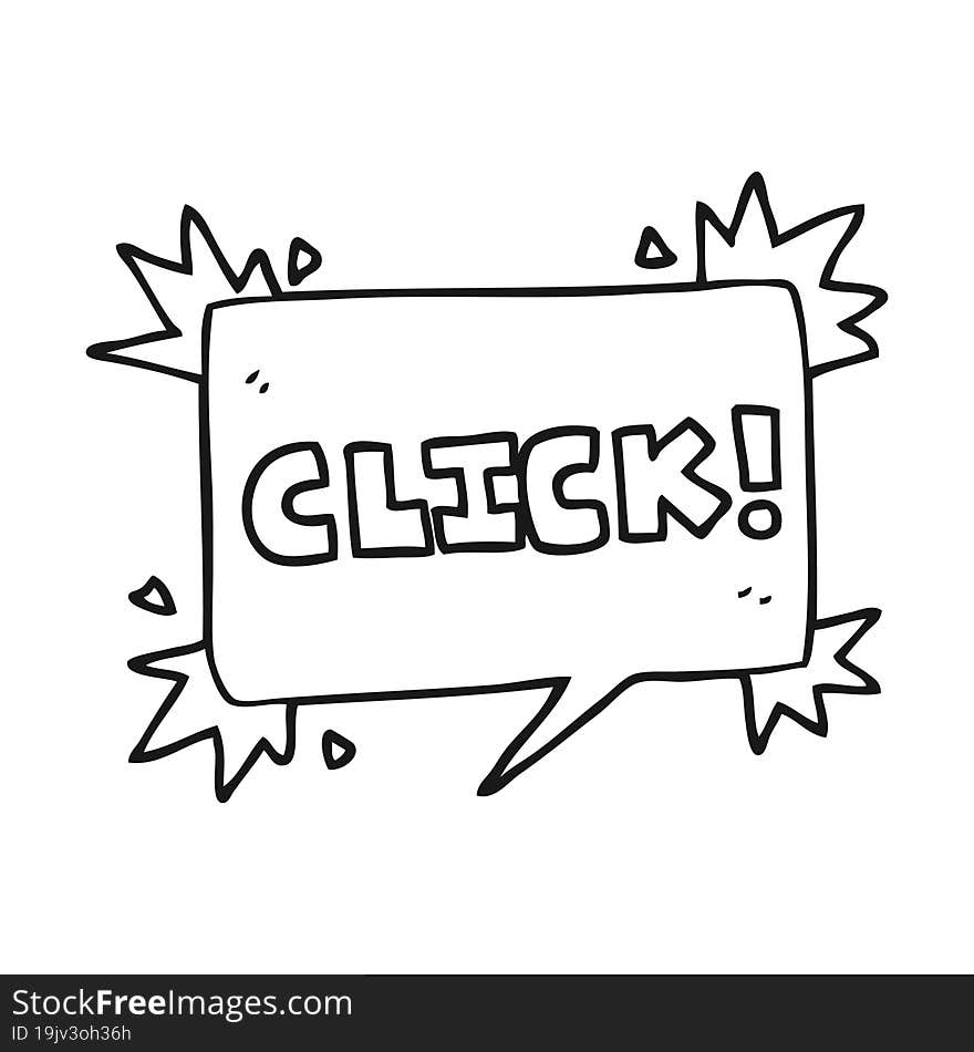 black and white cartoon click sign