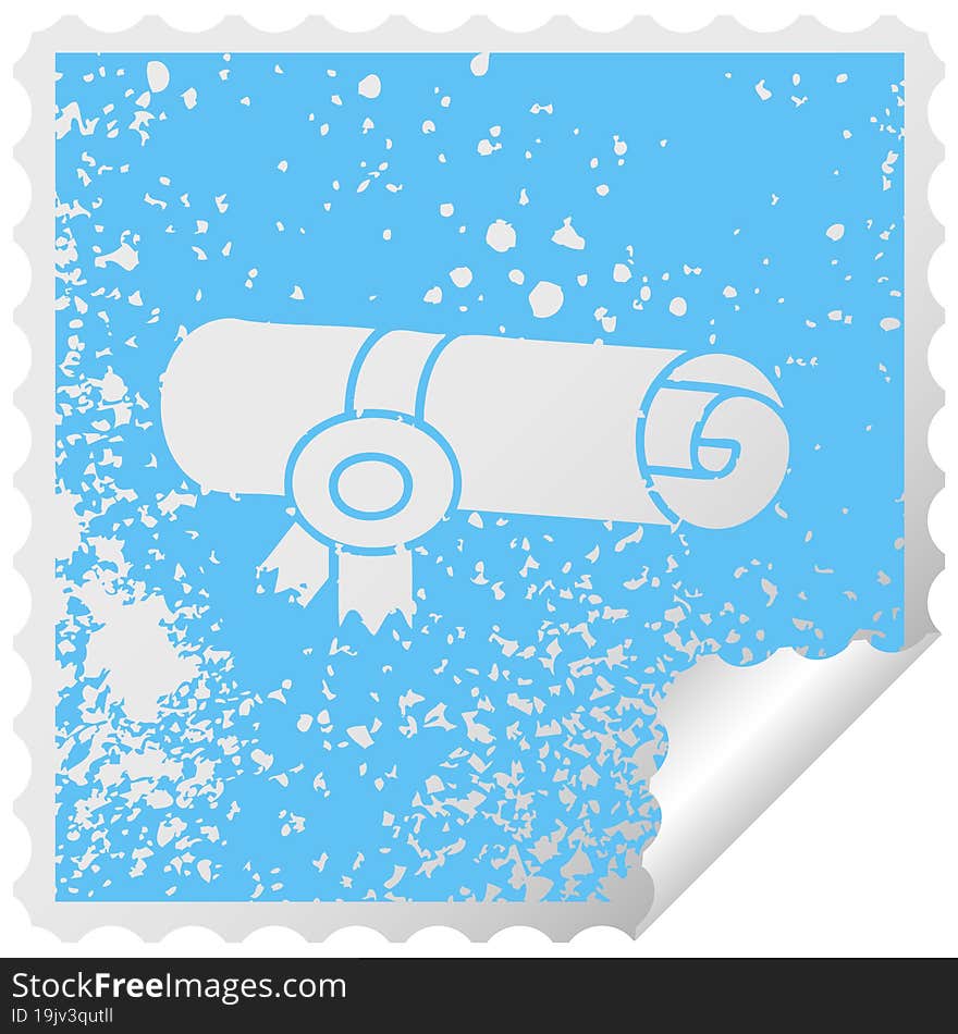 distressed square peeling sticker symbol rolled certificate