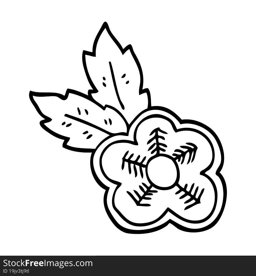 Line Drawing Cartoon Rose Tattoo Symbol