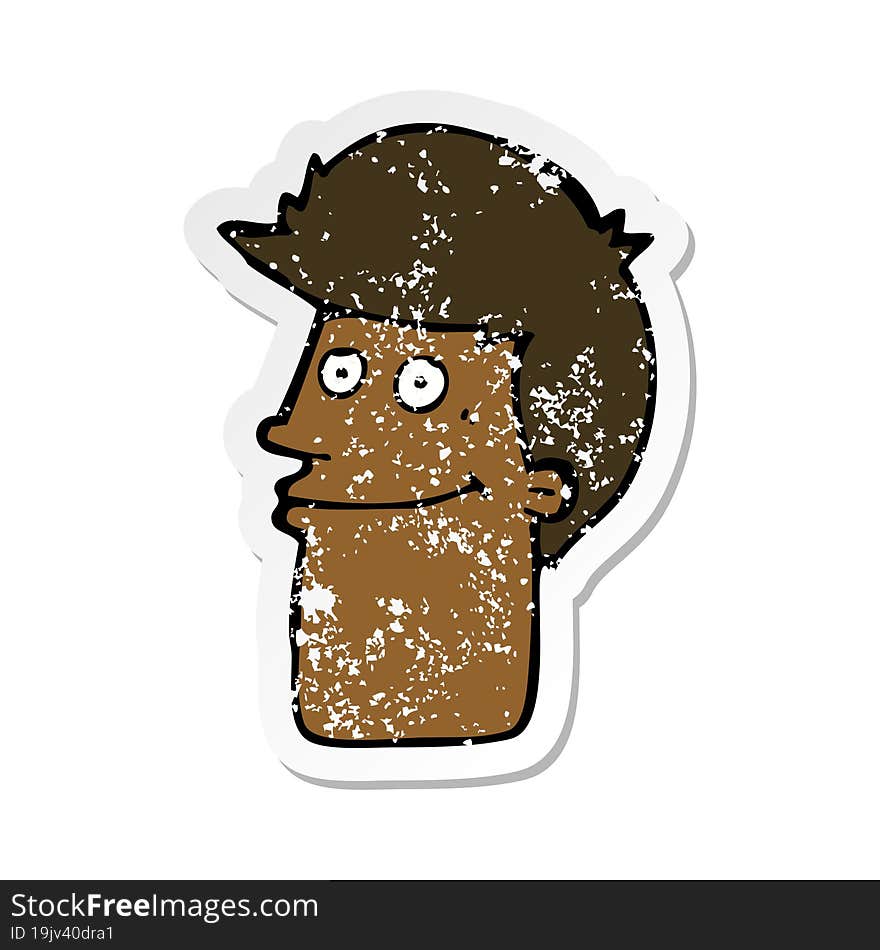 retro distressed sticker of a cartoon smiling man