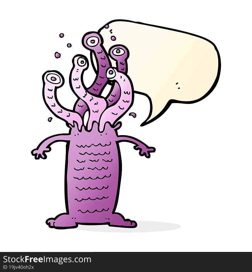 Cartoon Monster With Speech Bubble