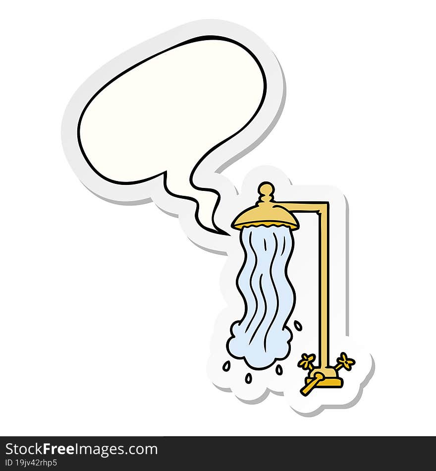 cartoon shower and speech bubble sticker