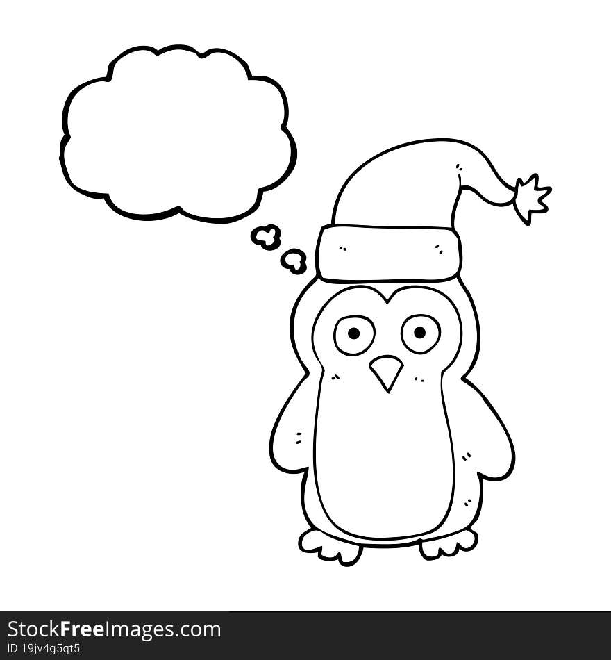 thought bubble cartoon christmas penguin