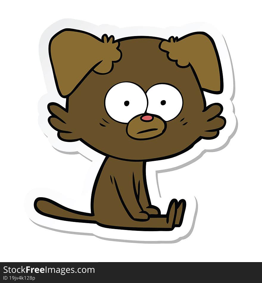 sticker of a nervous dog cartoon