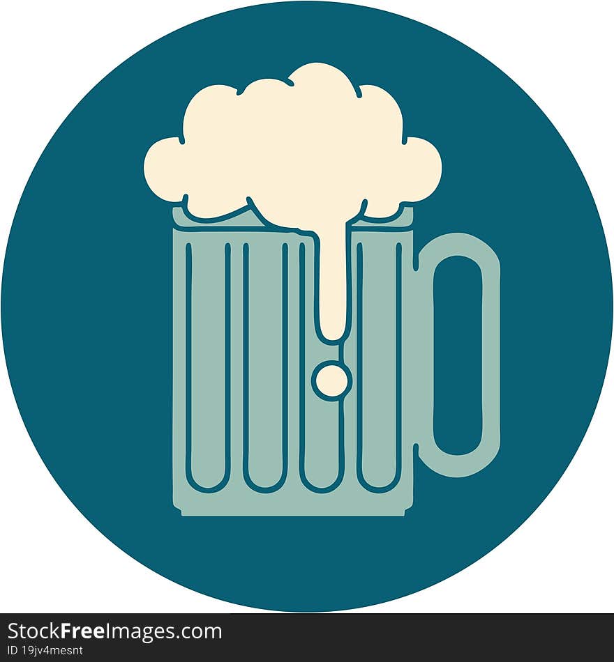 iconic tattoo style image of a beer tankard. iconic tattoo style image of a beer tankard