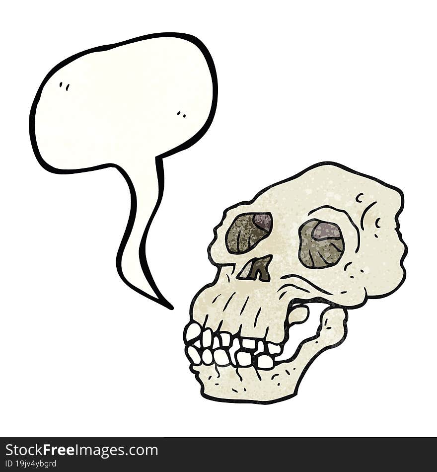 Speech Bubble Textured Cartoon Ancient Skull