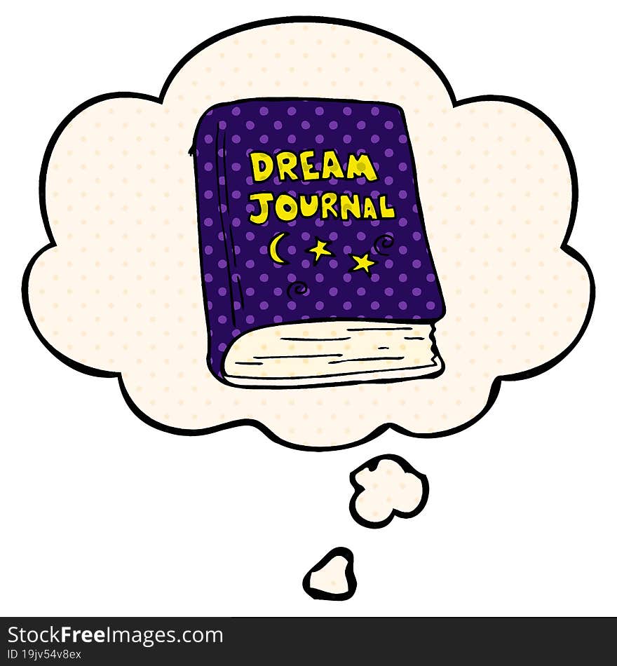 Cartoon Dream Journal And Thought Bubble In Comic Book Style