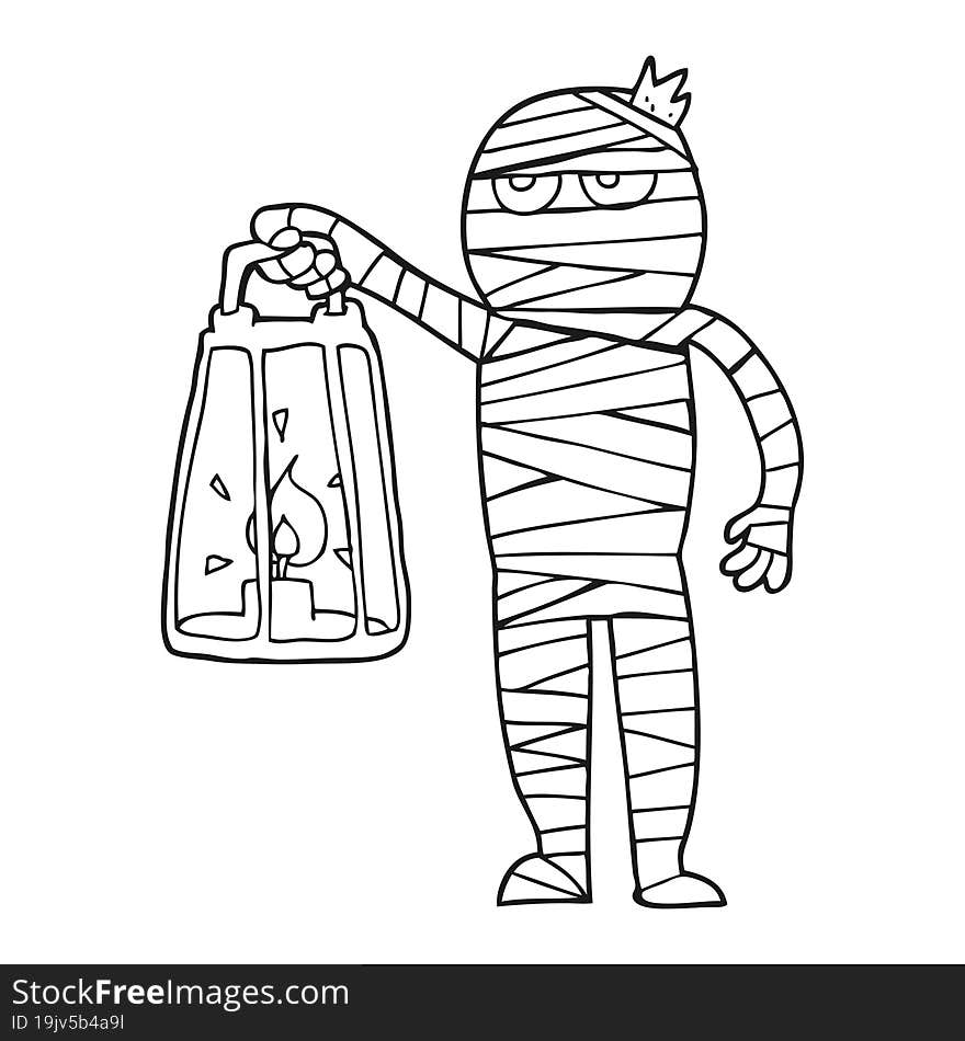 Black And White Cartoon Mummy