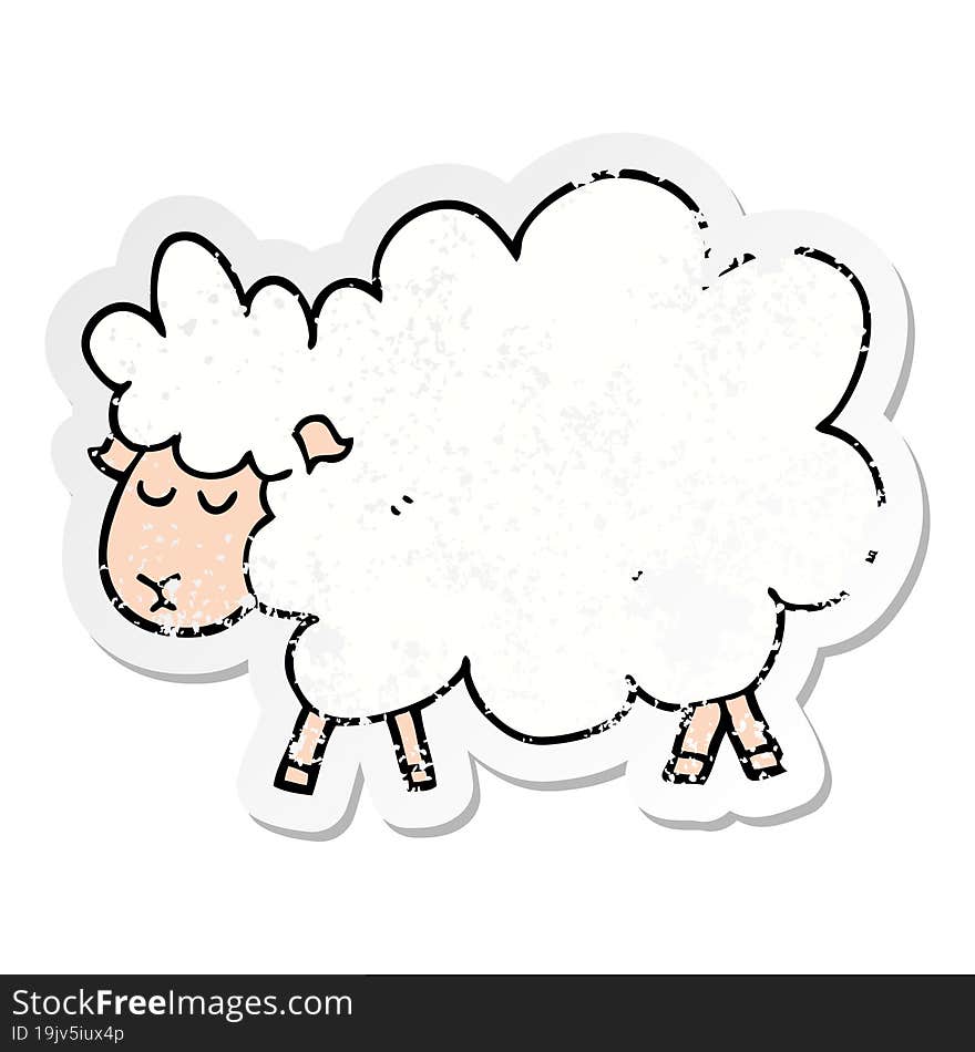 Distressed Sticker Of A Cartoon Sheep