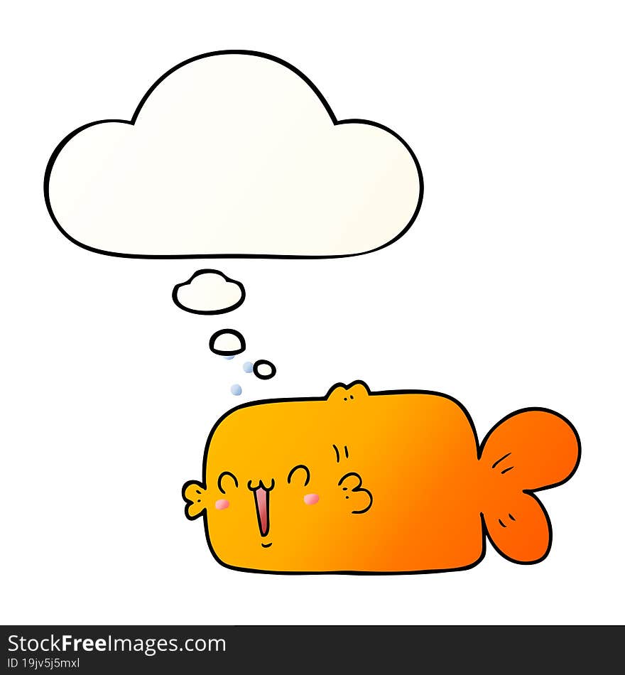 cartoon fish and thought bubble in smooth gradient style