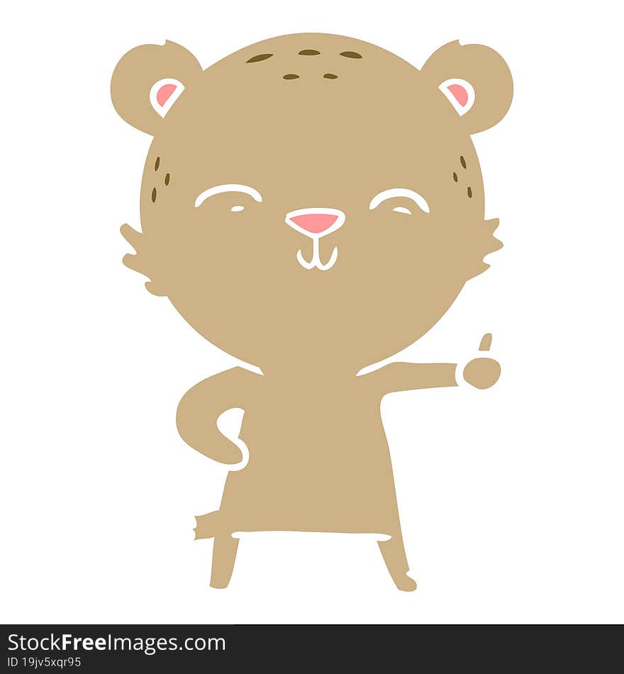 happy flat color style cartoon bear