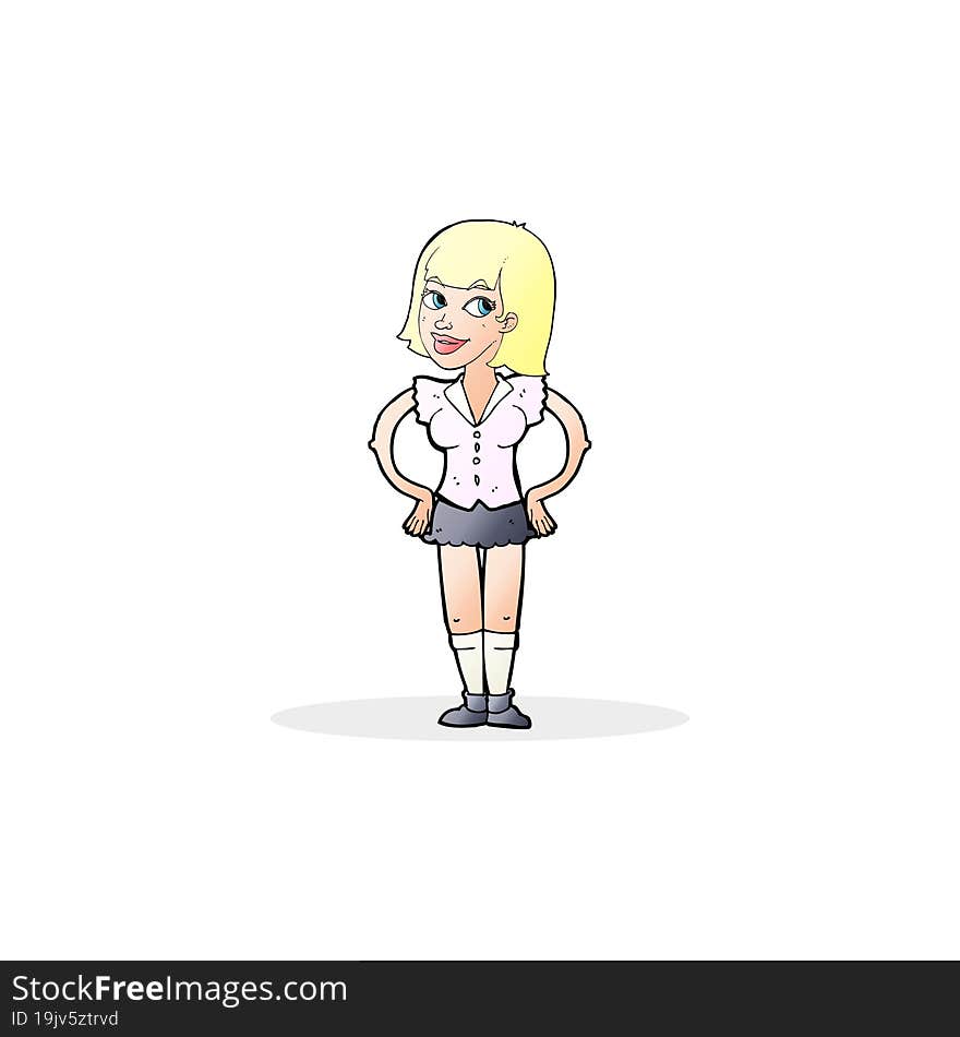 Cartoon Woman With Hands On Hips