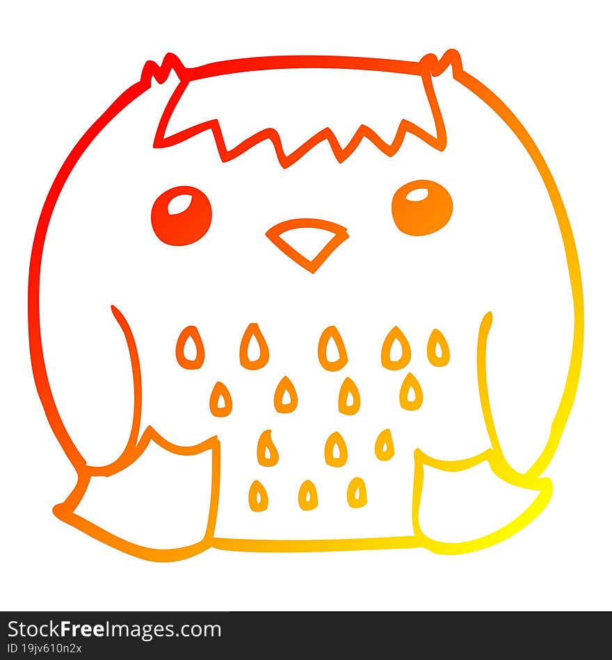 warm gradient line drawing cartoon owl