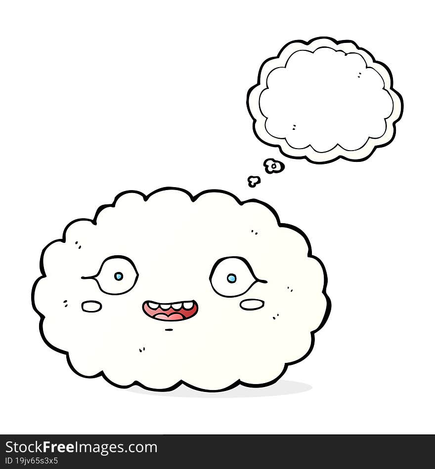 Happy Cartoon Cloud With Thought Bubble