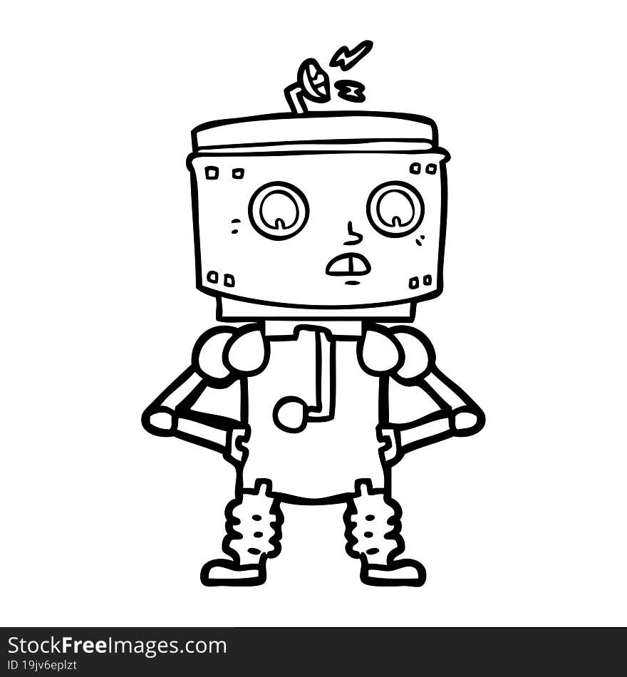 cartoon robot with hands on hips. cartoon robot with hands on hips