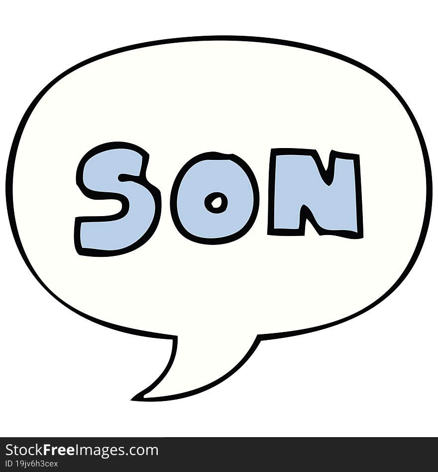 cartoon word son and speech bubble