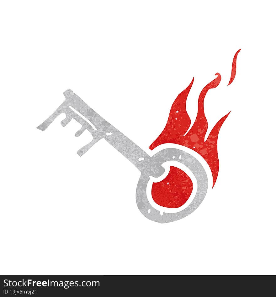 cartoon flaming key