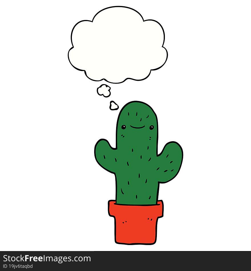 Cartoon Cactus And Thought Bubble