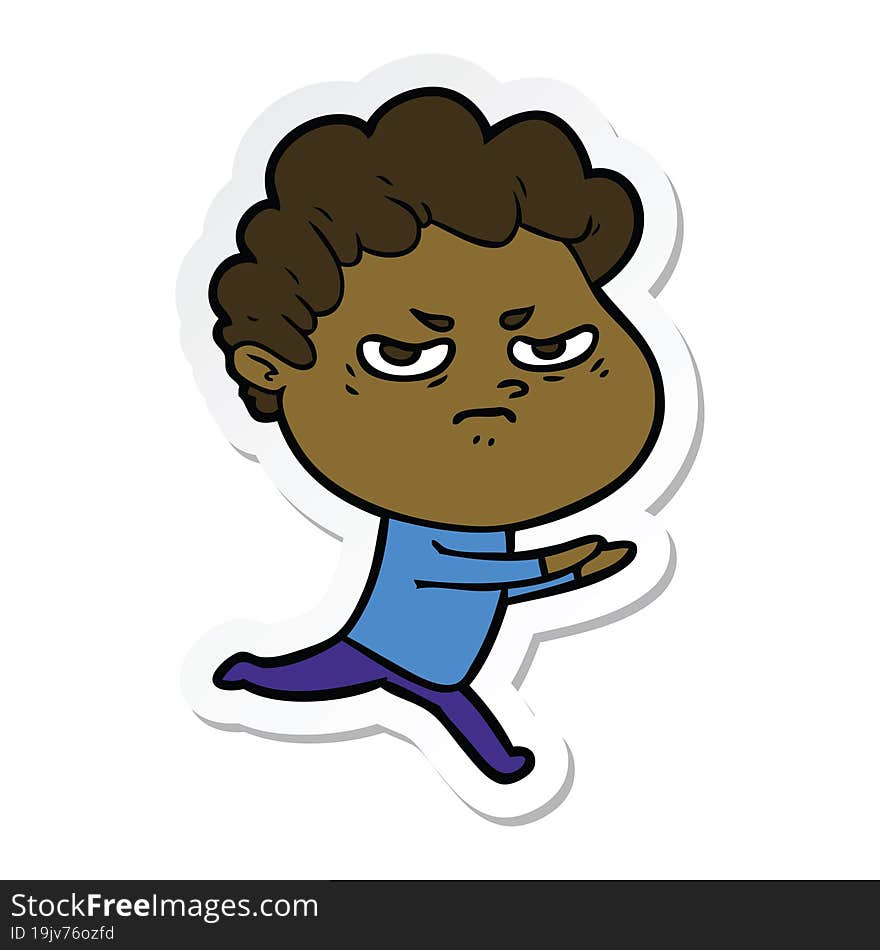 sticker of a cartoon angry man