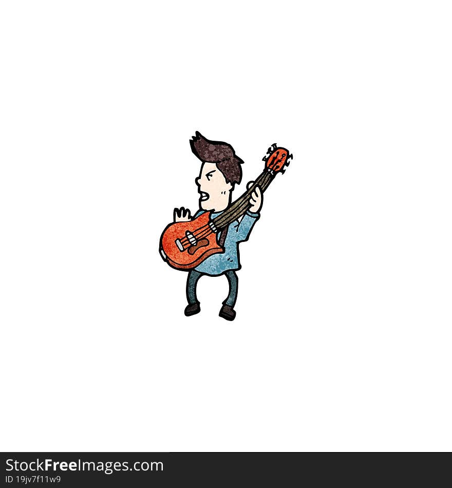 cartoon electric guitar player