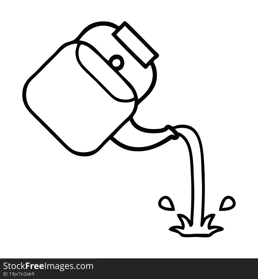 line drawing cartoon pouring kettle