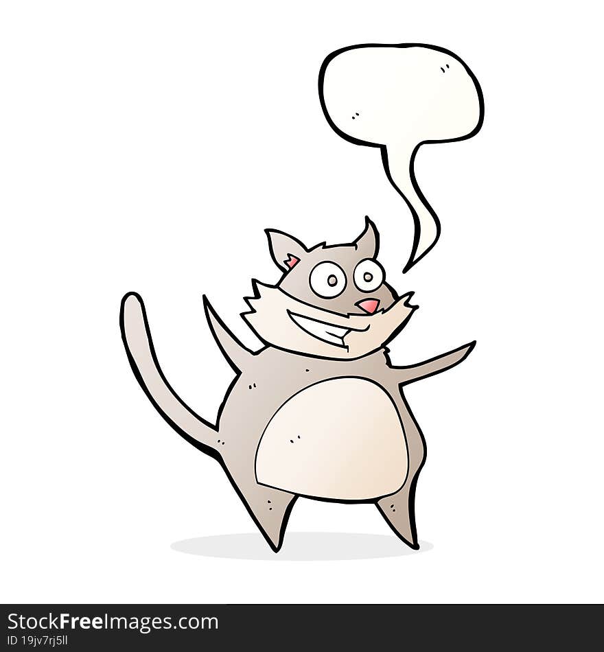 Funny Cartoon Cat With Speech Bubble