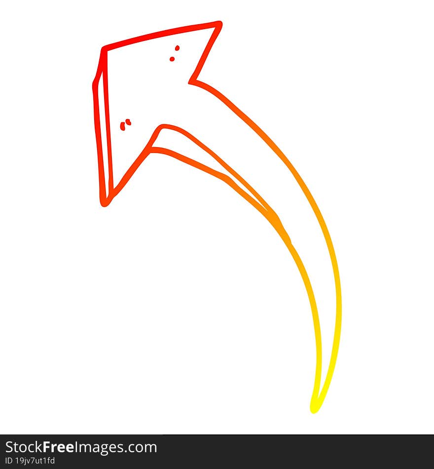 warm gradient line drawing cartoon arrow