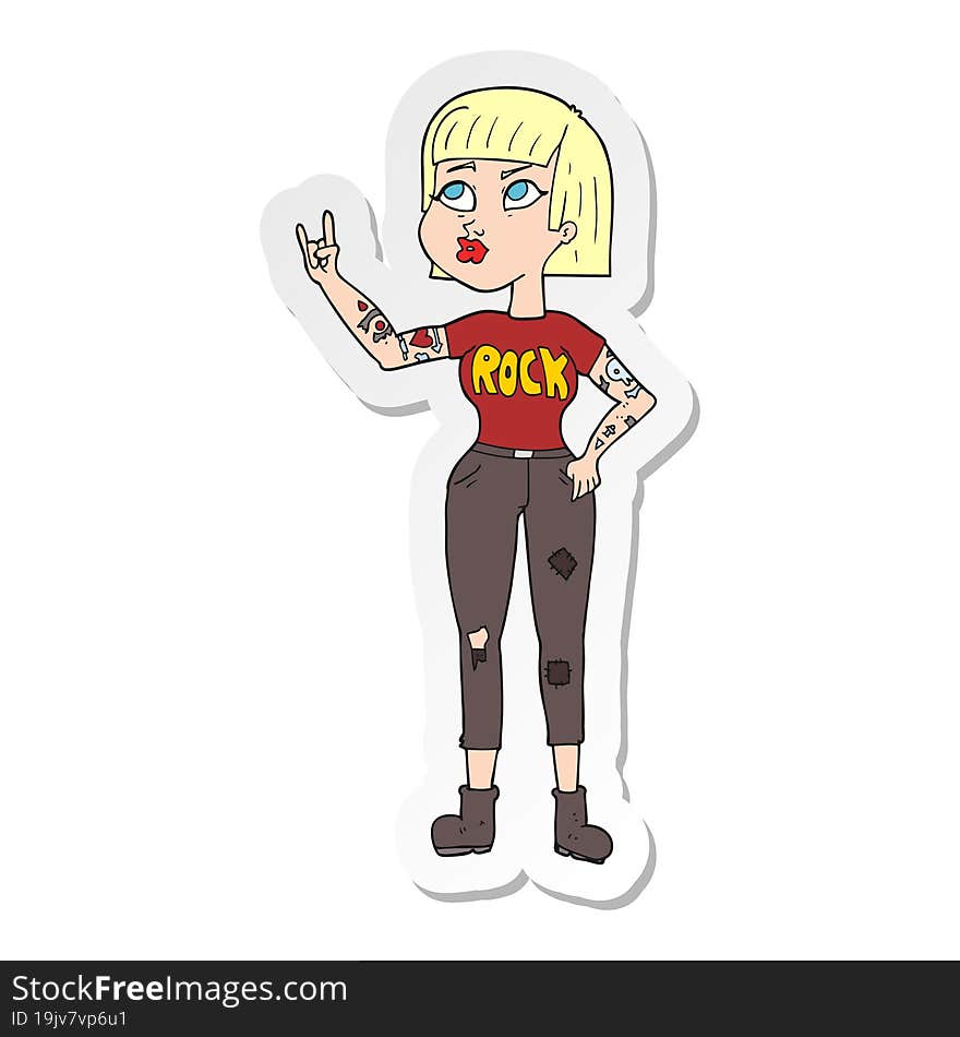 sticker of a cartoon rock girl