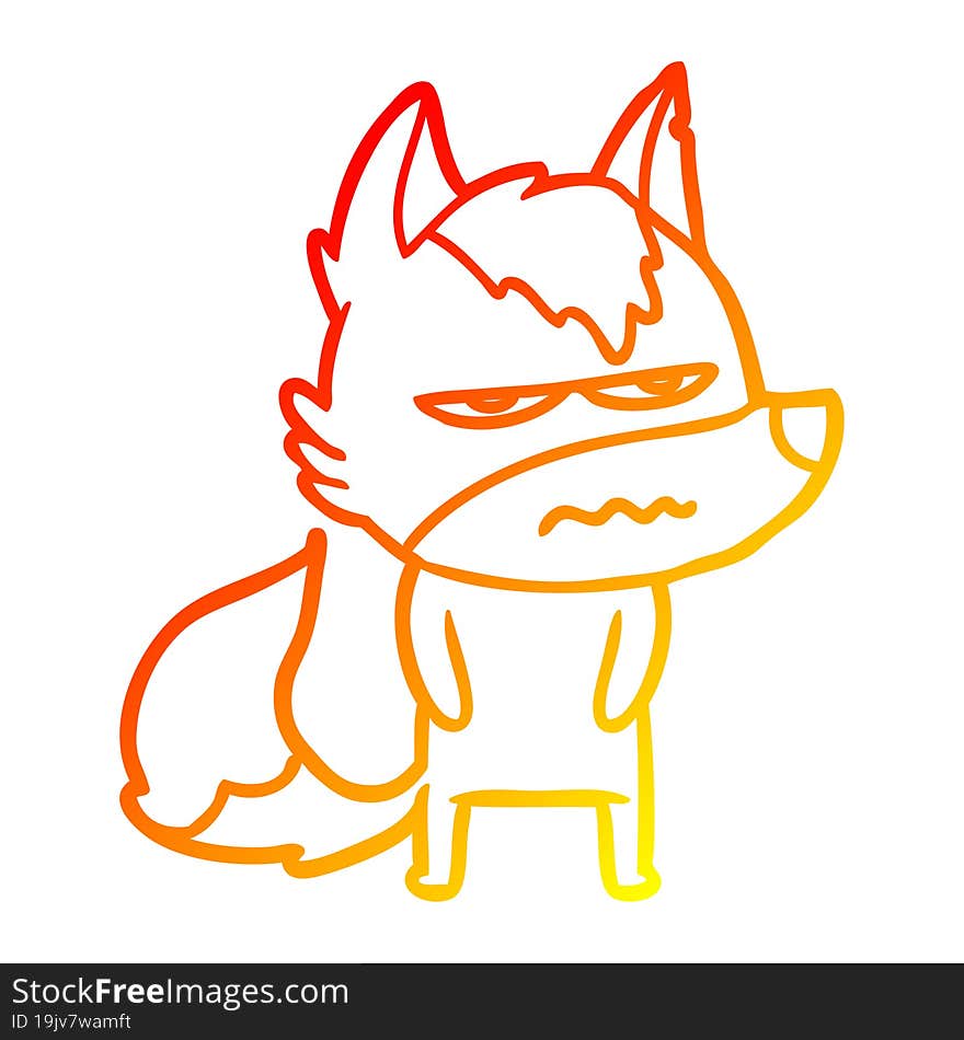 warm gradient line drawing cartoon annoyed wolf