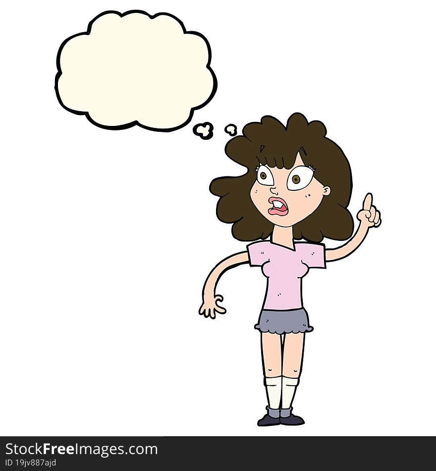 Cartoon Woman Making Point With Thought Bubble