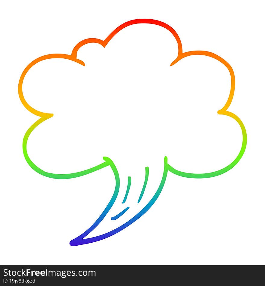 Rainbow Gradient Line Drawing Cartoon Gust Of Air