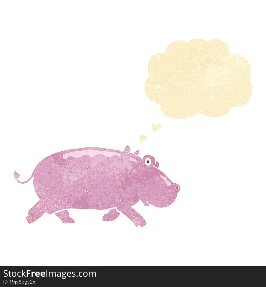 cartoon hippopotamus with thought bubble