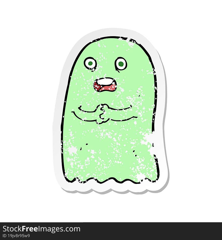 retro distressed sticker of a funny cartoon ghost