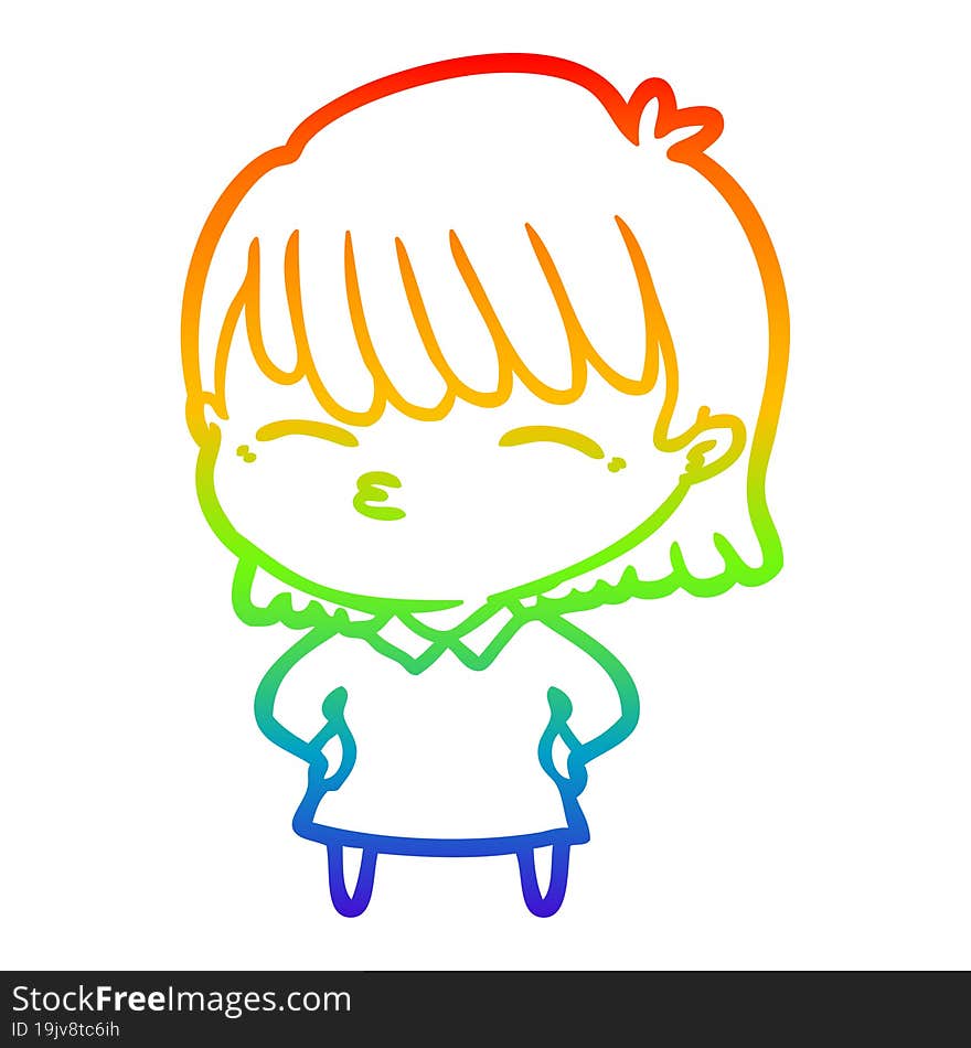 rainbow gradient line drawing of a cartoon woman