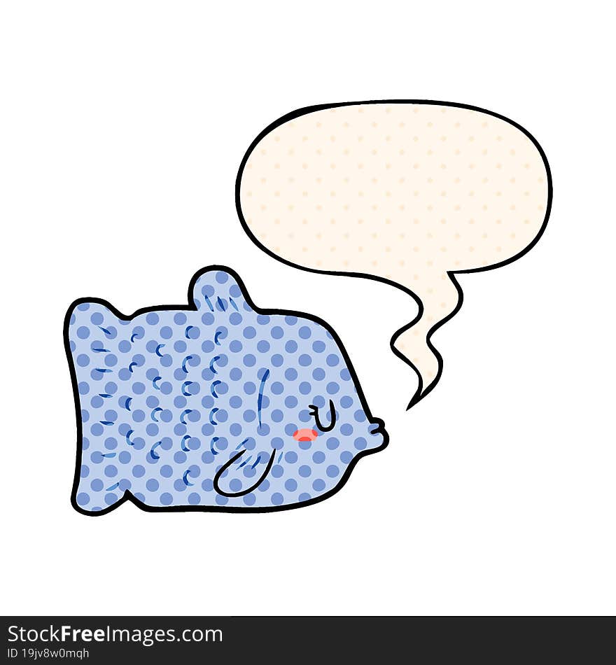 cartoon fish and speech bubble in comic book style