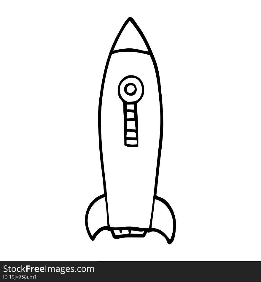 line drawing cartoon space rocket