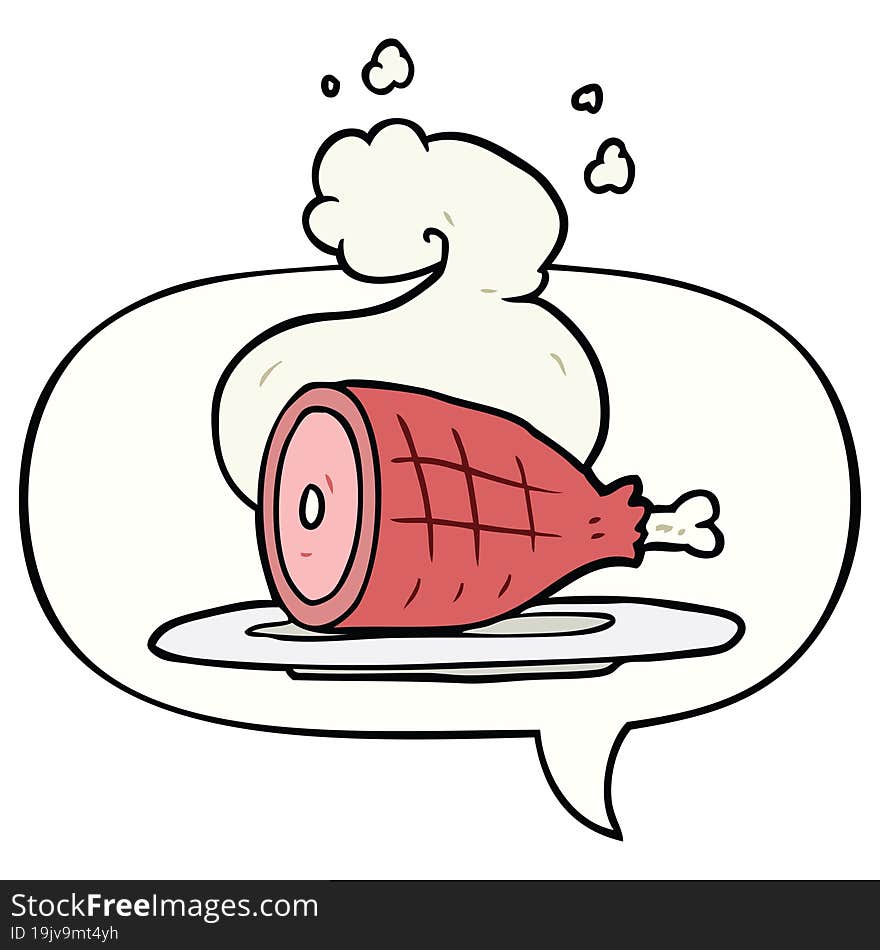 cartoon cooked meat and speech bubble