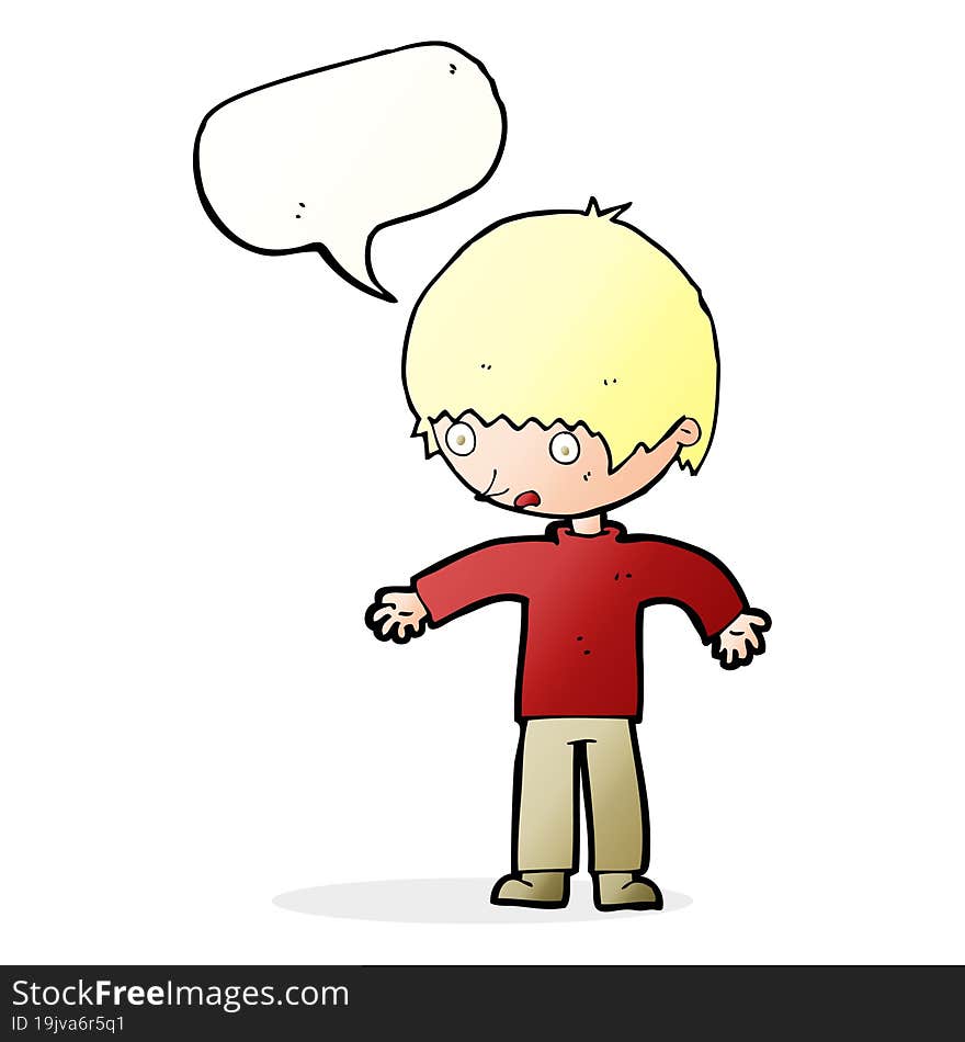 cartoon confused boy with speech bubble