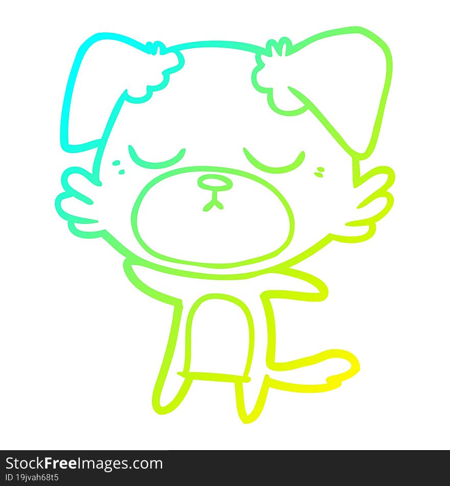 cold gradient line drawing cute cartoon dog