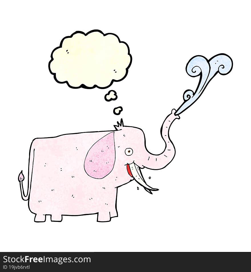 Cartoon Happy Elephant With Thought Bubble