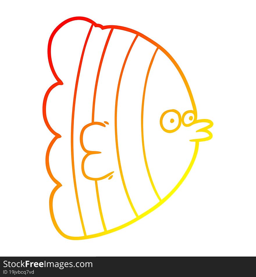 Warm Gradient Line Drawing Cartoon Exotic Fish