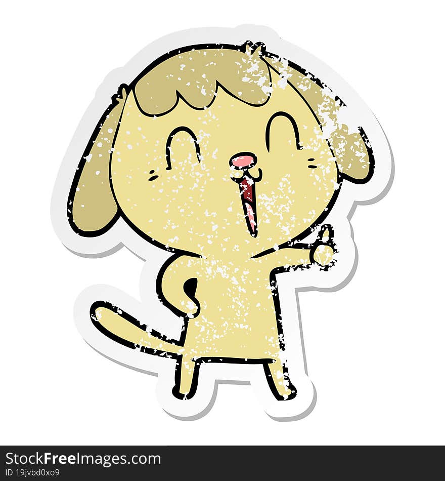 Distressed Sticker Of A Cute Cartoon Dog