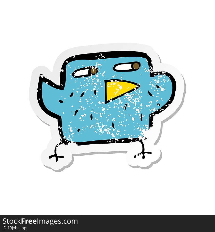 Retro Distressed Sticker Of A Cartoon Bird