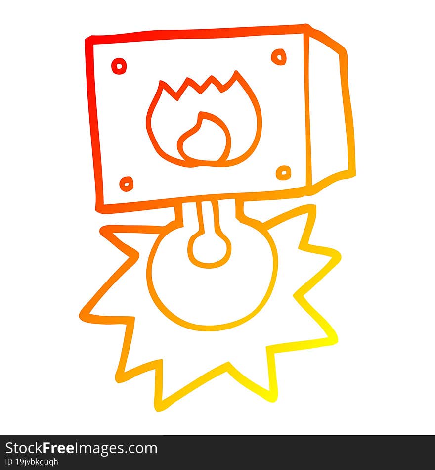 warm gradient line drawing of a cartoon flashing fire warning light